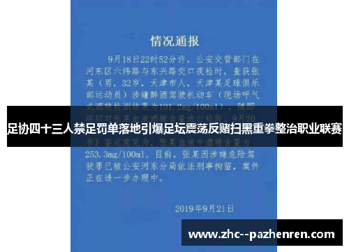 足协四十三人禁足罚单落地引爆足坛震荡反赌扫黑重拳整治职业联赛 足协四十三人禁足罚单落地引爆足坛震荡反赌扫黑重拳整治职业联赛